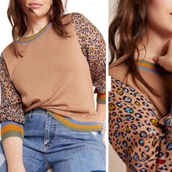 Anthropologie Conditions Apply Celina Multicolor Patterned Sweater in Size Small - Picture 1 of 9